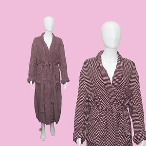 1940s-1950s SACHSONS HOLLYWOOD Polka Dot ROBE W/Pockets & Waist Tie. Small-Large